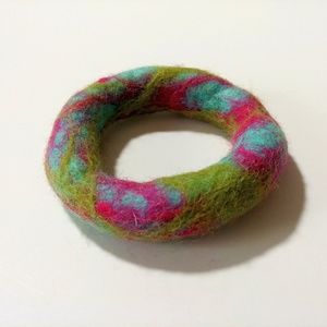 Multicolor Felted Bracelet Vtg Wool Jewelry Nepal